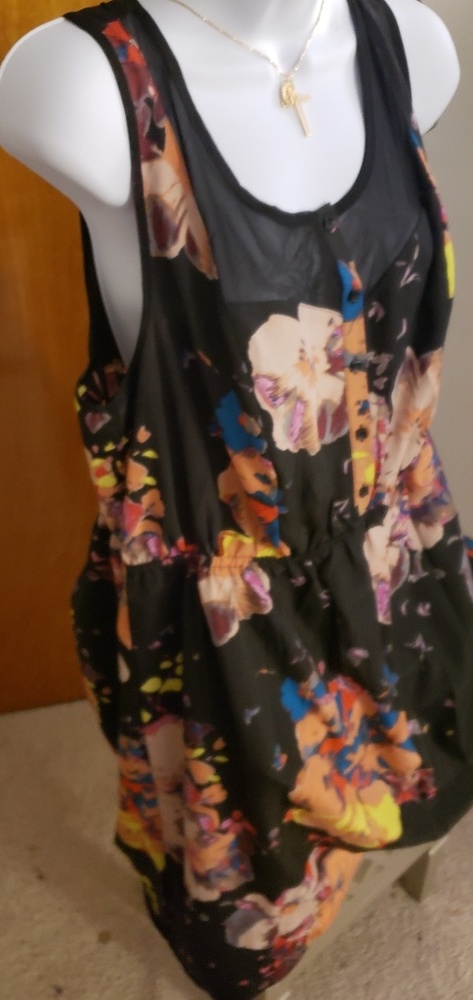 Hi-Low Black Floral Dress